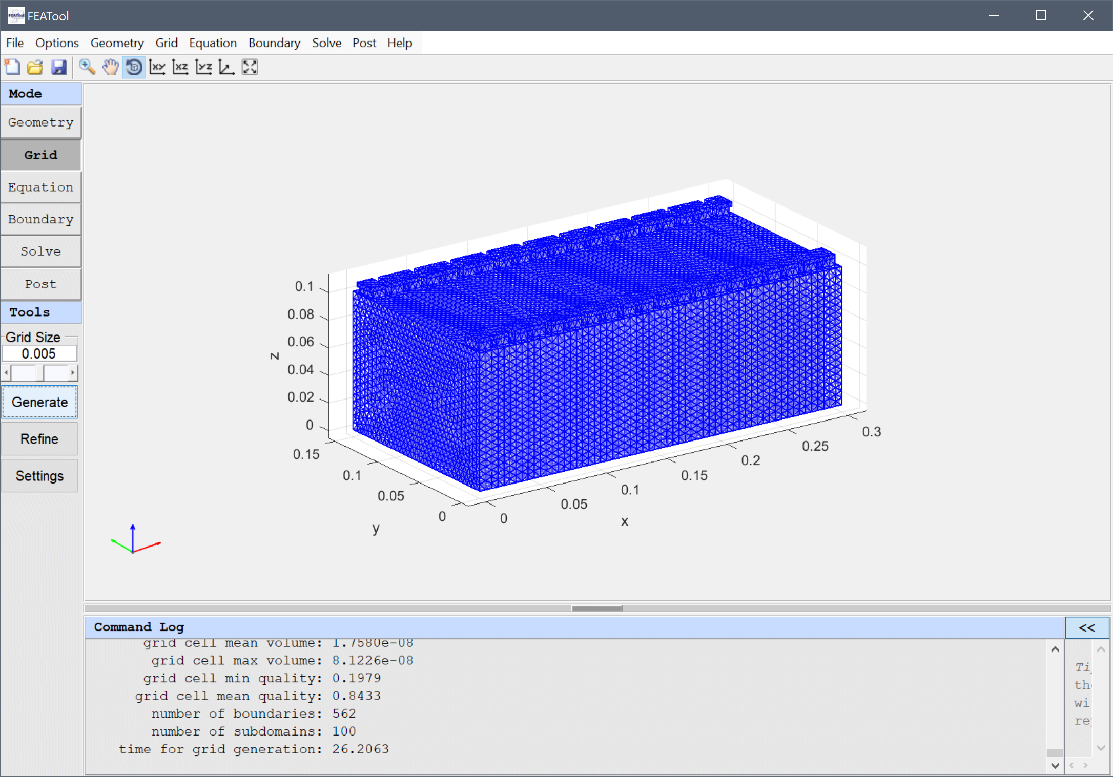 FEATool Multiphysics - Thermal Analysis of a Battery Pack - Mesh Generation