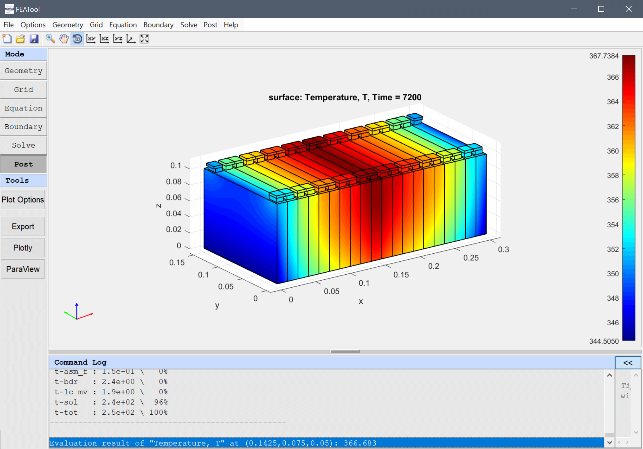 
  FEATool Multiphysics Tutorial - Cooling Analysis of a Battery Pack Module
