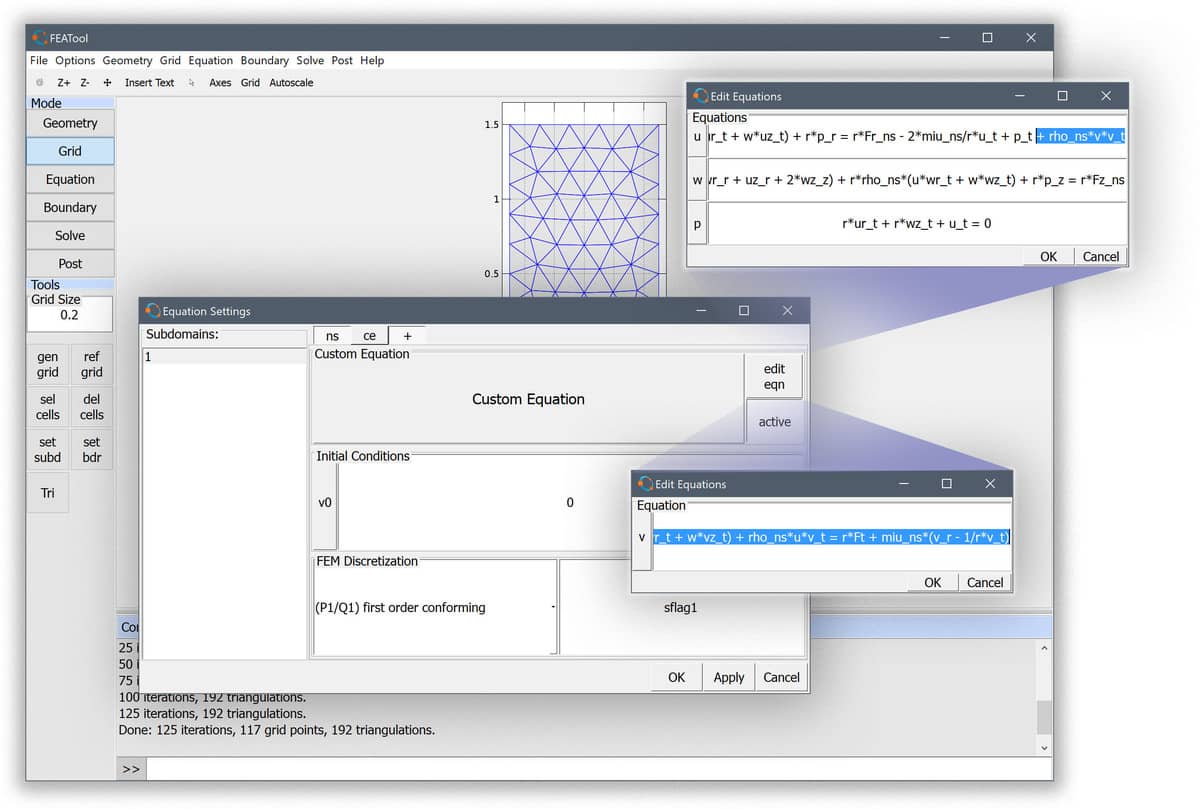 FEATool GUI Swirl Flow Using Custom Equations