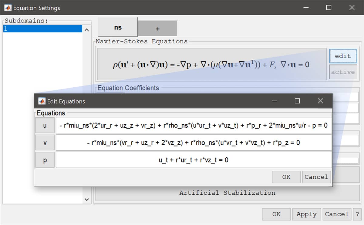 FEATool Multiphysics Axisymmetric Custom Equations