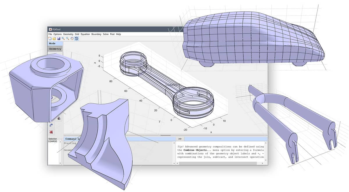 FEATool Multiphysics 1.13 with CAD Geometry and Modeling Tool Updates