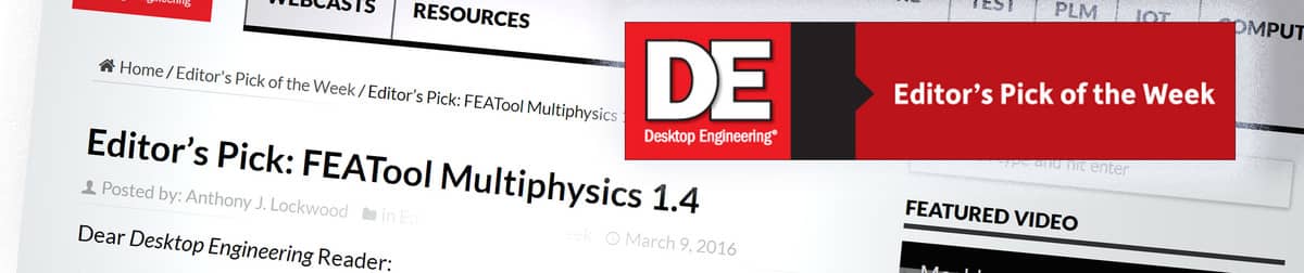 FEATool Multiphysics is DeskEng Pick of the Week